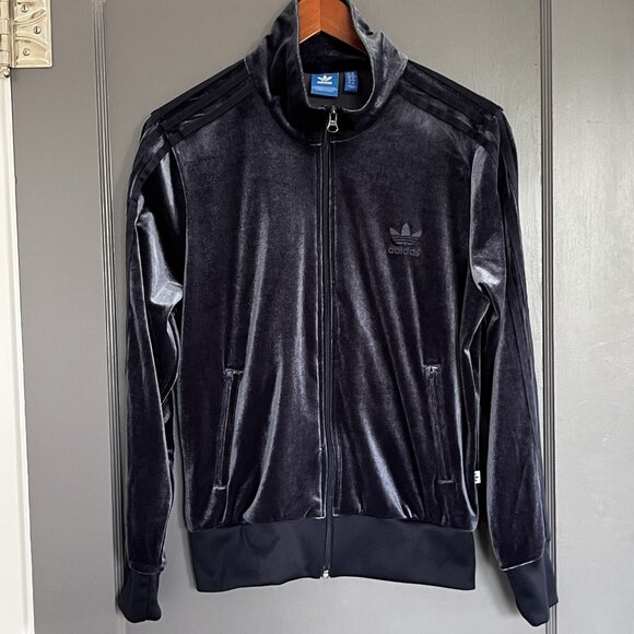 Adidas Originals Firebird Track Jacket Wms M Luxe Velvet Velour Ink Blue Trefoil - Picture 1 of 17